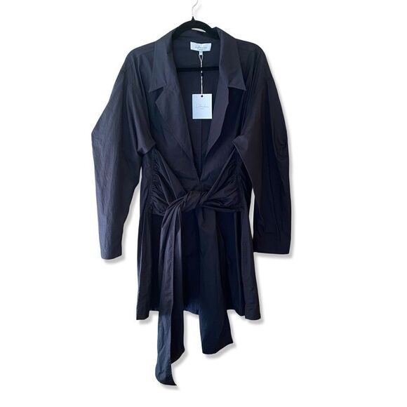 L’Academie Lindsi Lane The Draya Mini Dress Black cotton sash tie shirt Revolve - Picture 5 of 11